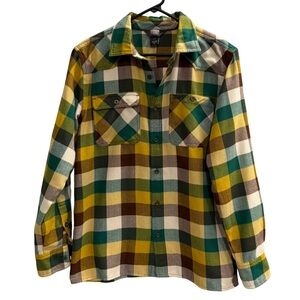 OUTDOOR RESEARCH Men's Feedback Flannel Shirt Green Yellow Size Small